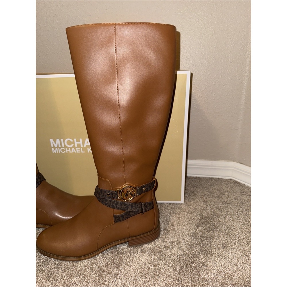Michael Kors Rory Sz 10M Knee High Riding Boots Faux Leather Yellowstone Cowgirl - Picture 4 of 16